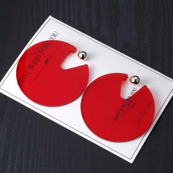 NWOT Large Red Colorful Hoop Earrings - Picture 2 of 5